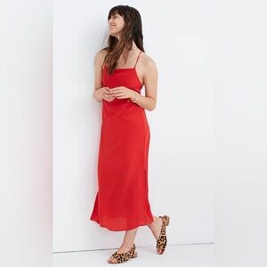 Madewell Silk Cross-Back Slip Midi Dress 10.